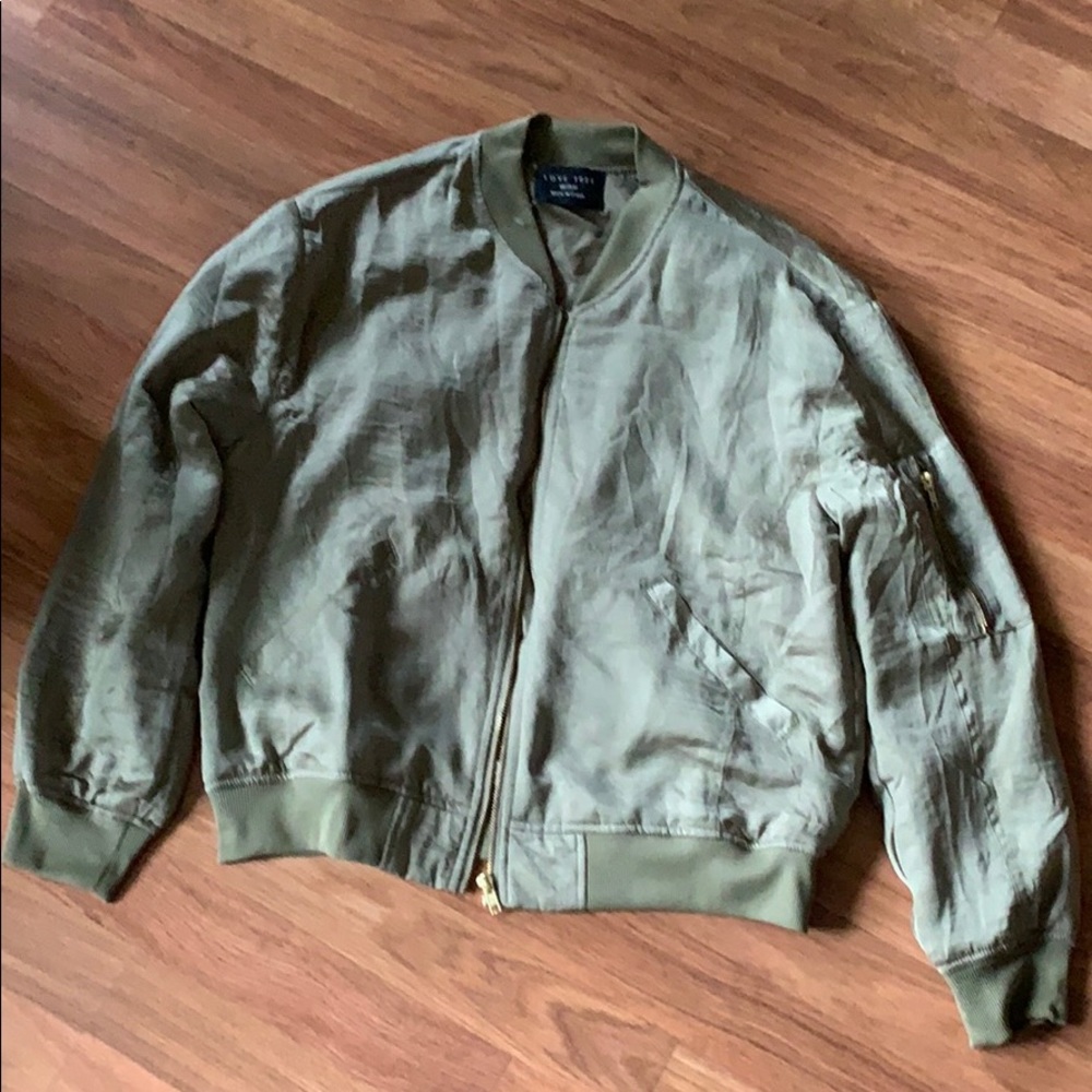 olive green bomber jacket
